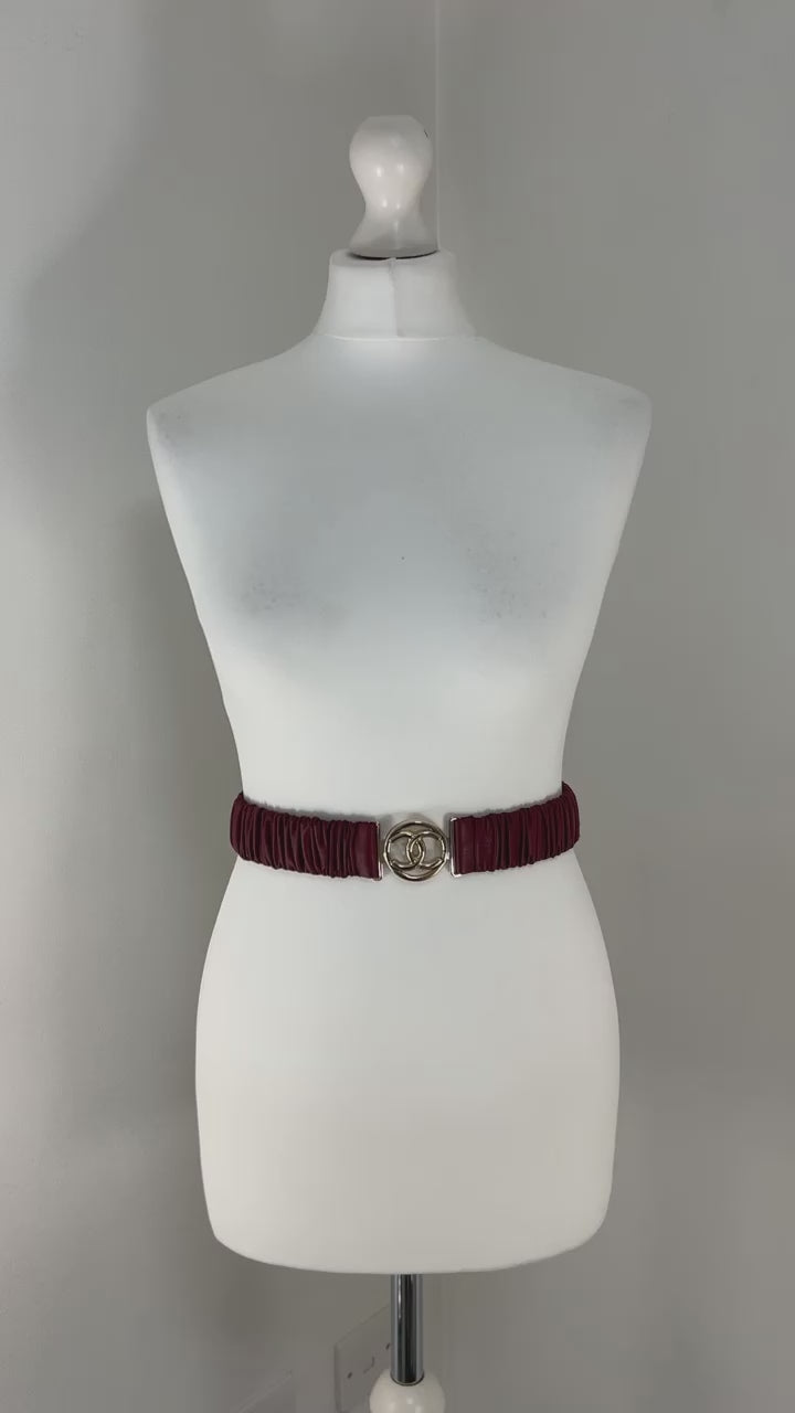 Chanel red leather belt