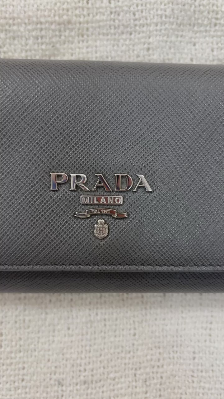 Prada saffiano grey wallet