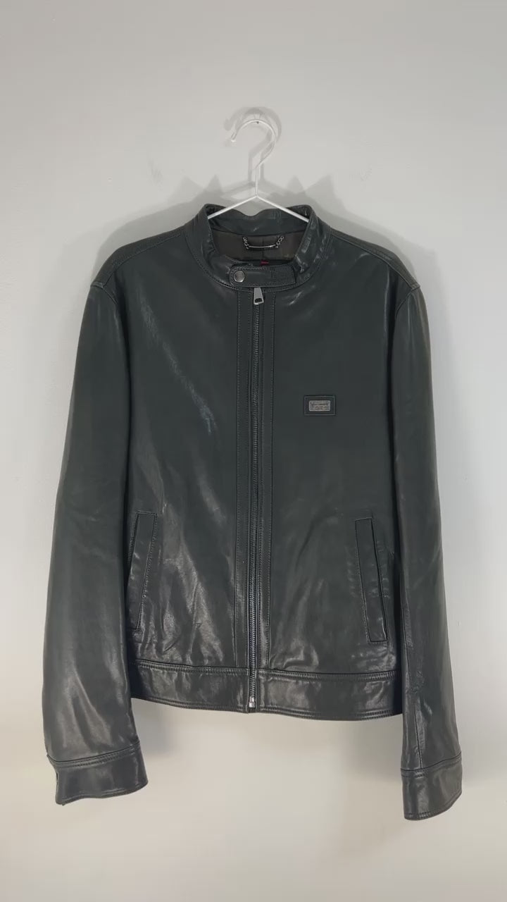 Dolce & Gabbana black leather jacket - L