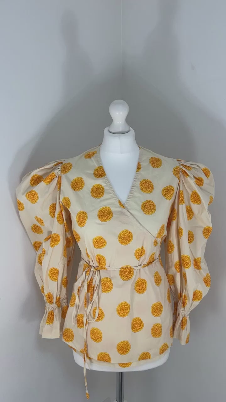 Rhode Resort yellow wrap top - M