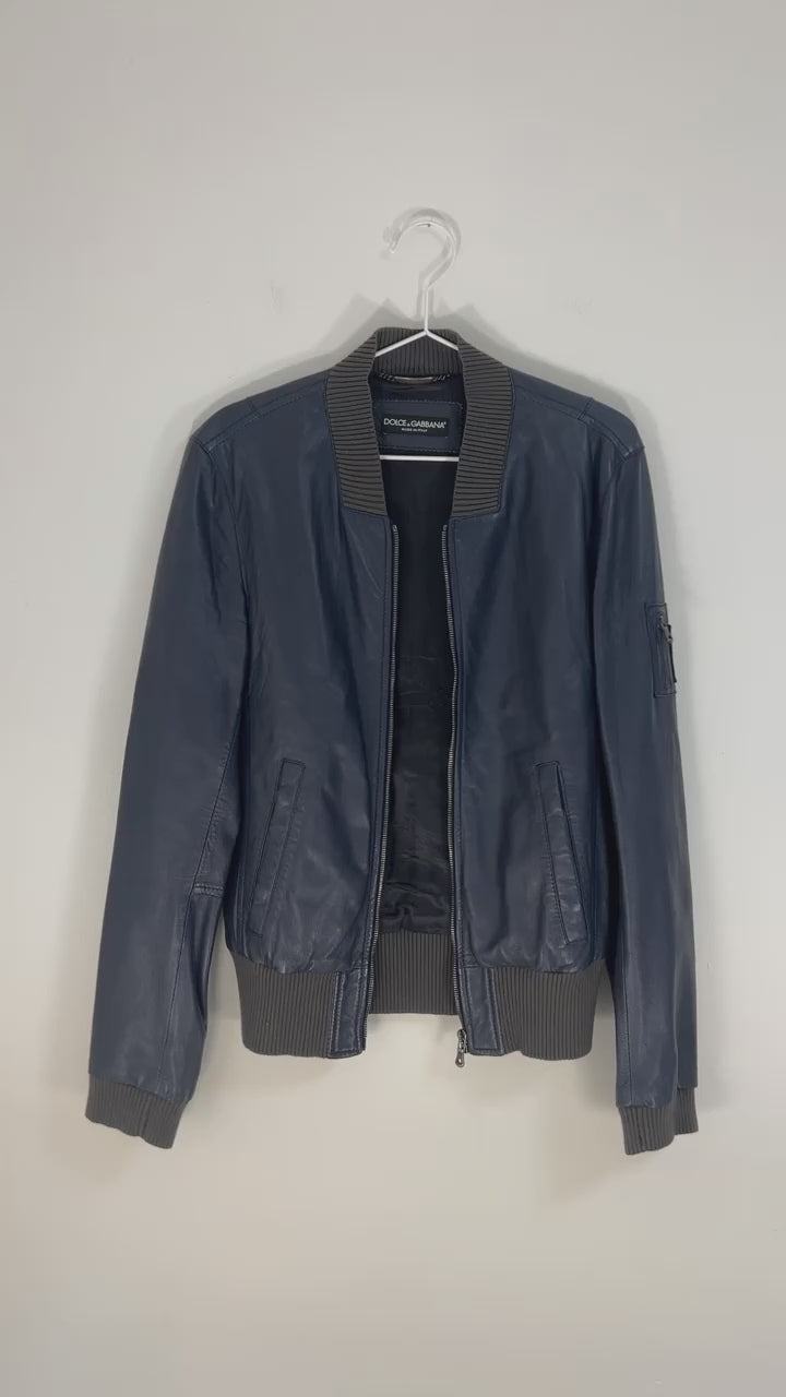 Dolce & Gabbana blue leather jacket - L