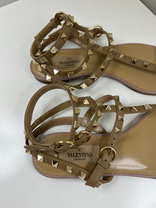Valentino Rockstud flat leather sandals - 4 UK