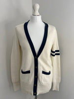 Load image into Gallery viewer, Juicy Couture off white and navy cardigan - S
