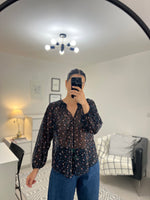 Load image into Gallery viewer, JigSaw black sheer floral blouse - 8 UK
