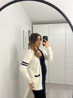 Load image into Gallery viewer, Juicy Couture off white and navy cardigan - S
