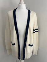 Load image into Gallery viewer, Juicy Couture off white and navy cardigan - S
