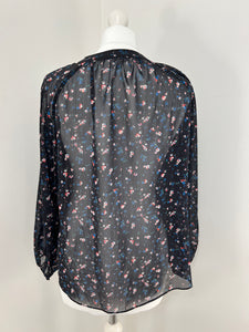 JigSaw black sheer floral blouse - 8 UK