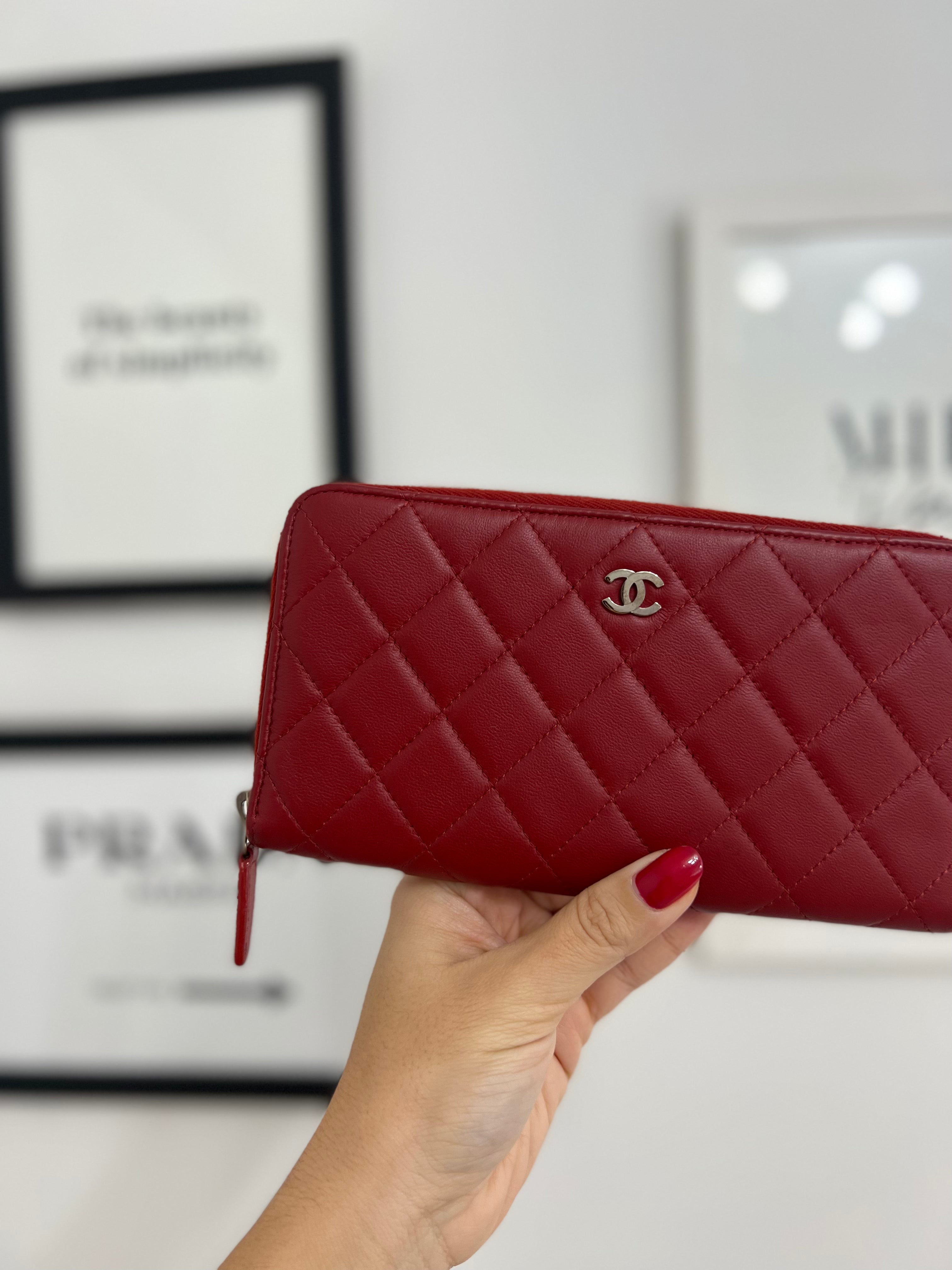 Chanel red leather wallet