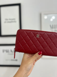 Chanel Chanel Red Caviar Leather Long Wallet