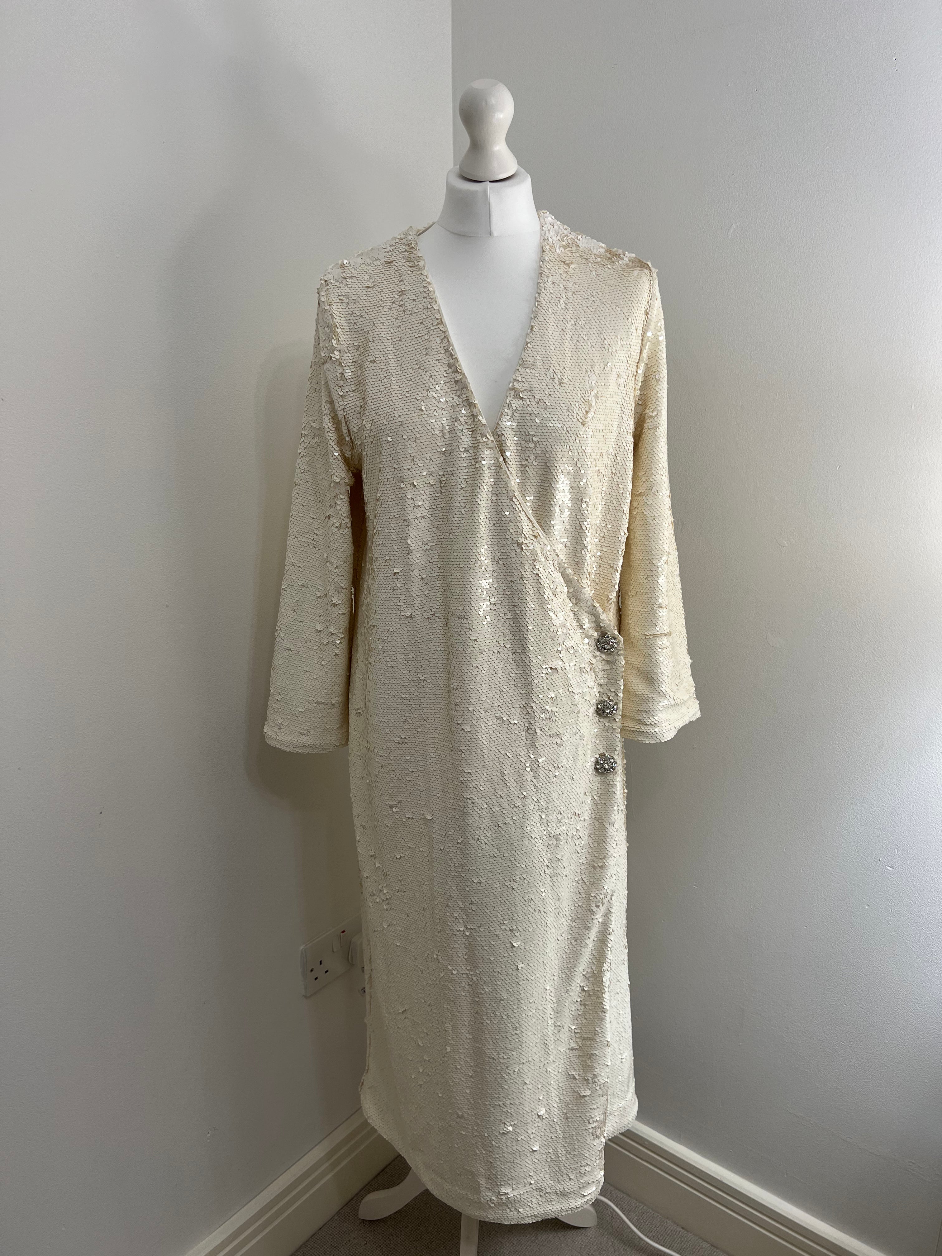 Ganni sequin cheap wrap dress