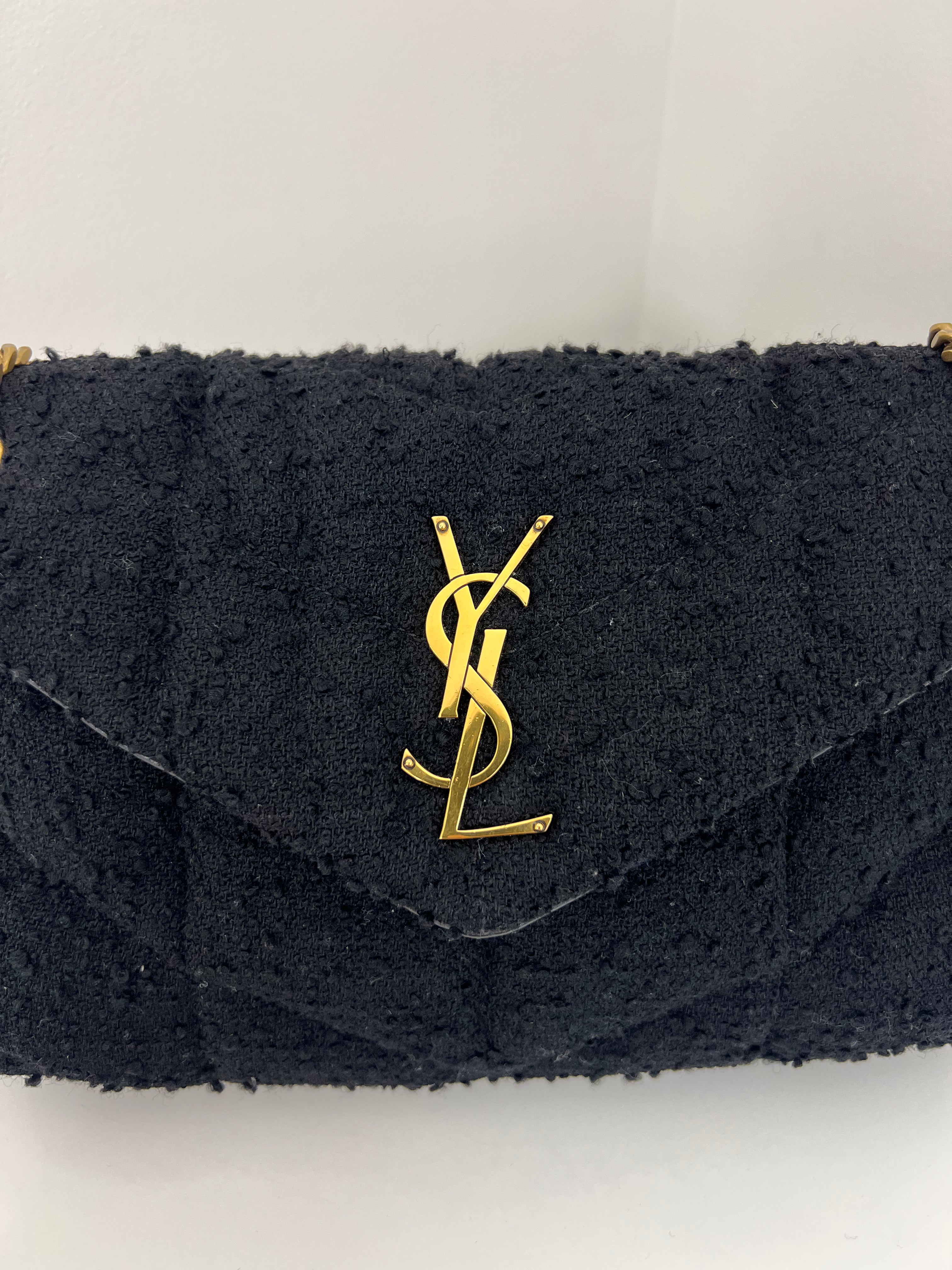 Ysl Saint Laurent Loulou Shearling Puffer Clutch