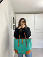 Load image into Gallery viewer, Dooney &amp; Bourke turquoise shoulder bag
